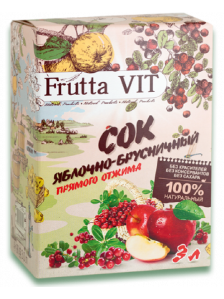 Сок Яблочно-брусничн прям отжима стерил. 3л Вiтэкс Сок Яблочно-брусничн прям отжима стерил. 3л Вiтэкс